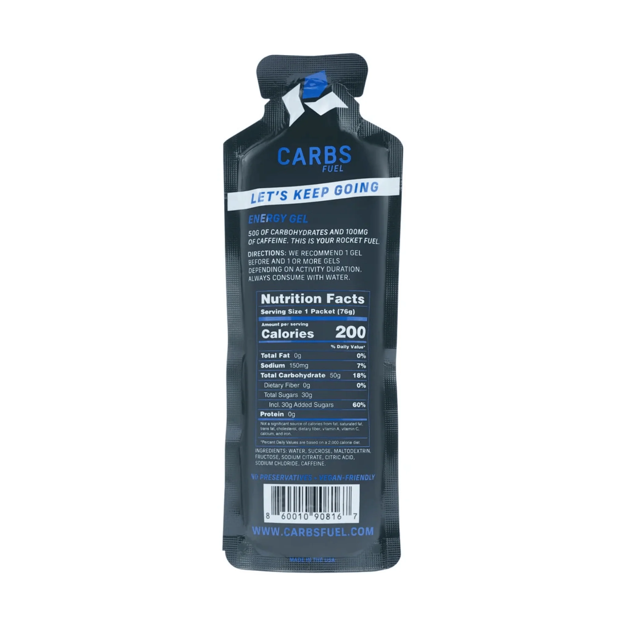 Carbs Fuel Caffeinated Original 50g Energy Gel Box of 12 - Image 3