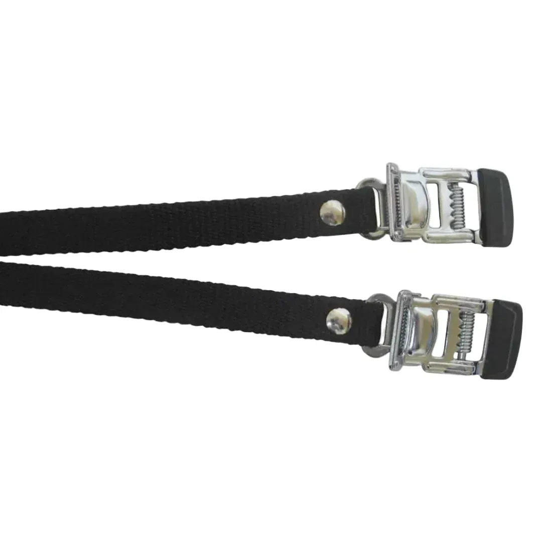 EVO Nylon Toe Clip Straps Black (w/ Steel Buckle)