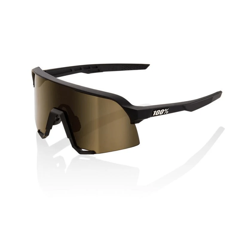 Open Box - 100% S3 Sunglasses Soft Tact Black/Soft Gold Mirror Lens