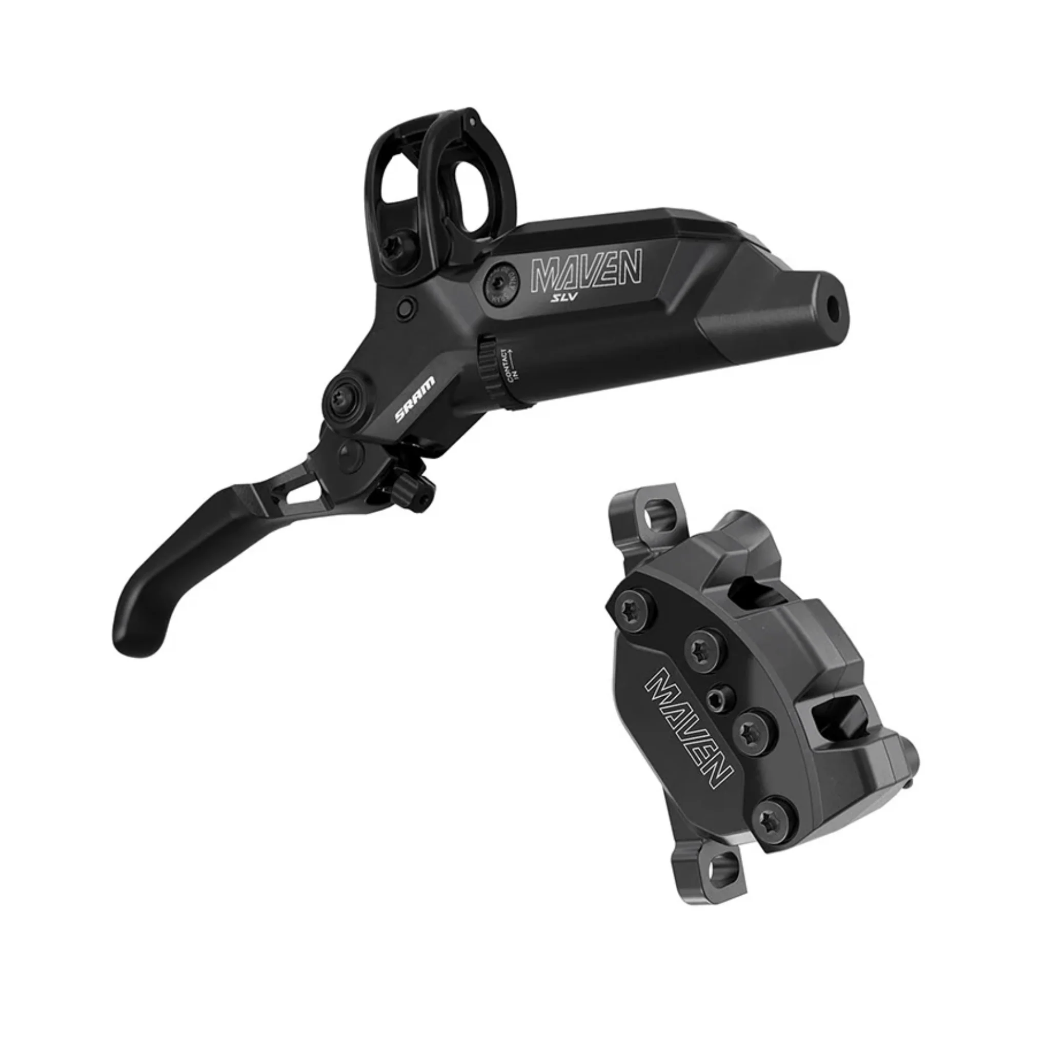 SRAM Maven Silver Disc Front or Rear Brake and Lever - Front or Rear, Post Mount, 4-Piston, Aluminum Lever, SS Hardware, Black, B1